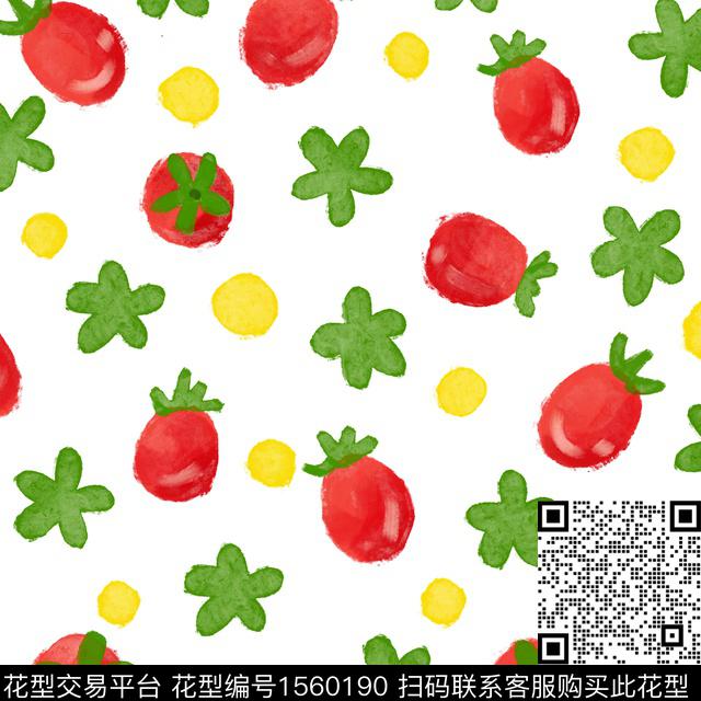 水果水彩波点数码印花华亿平台下载（图片编号: 1560190） - 瓦栏（Walan）