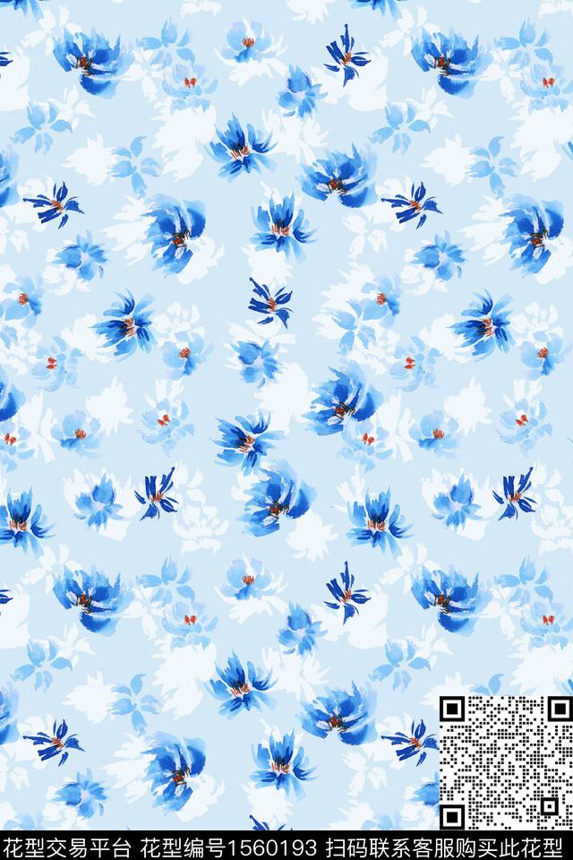 水彩花卉小碎花数码印花华亿平台下载（图片编号: 1560193） - 瓦栏（Walan）