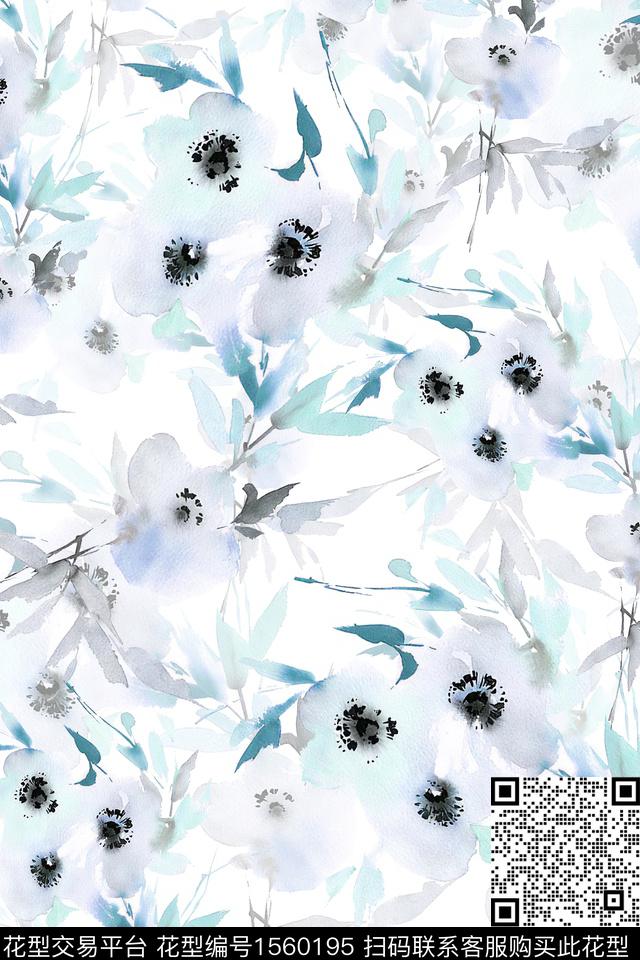 水彩花卉满版散花数码印花华亿平台下载（图片编号: 1560195） - 瓦栏（Walan）