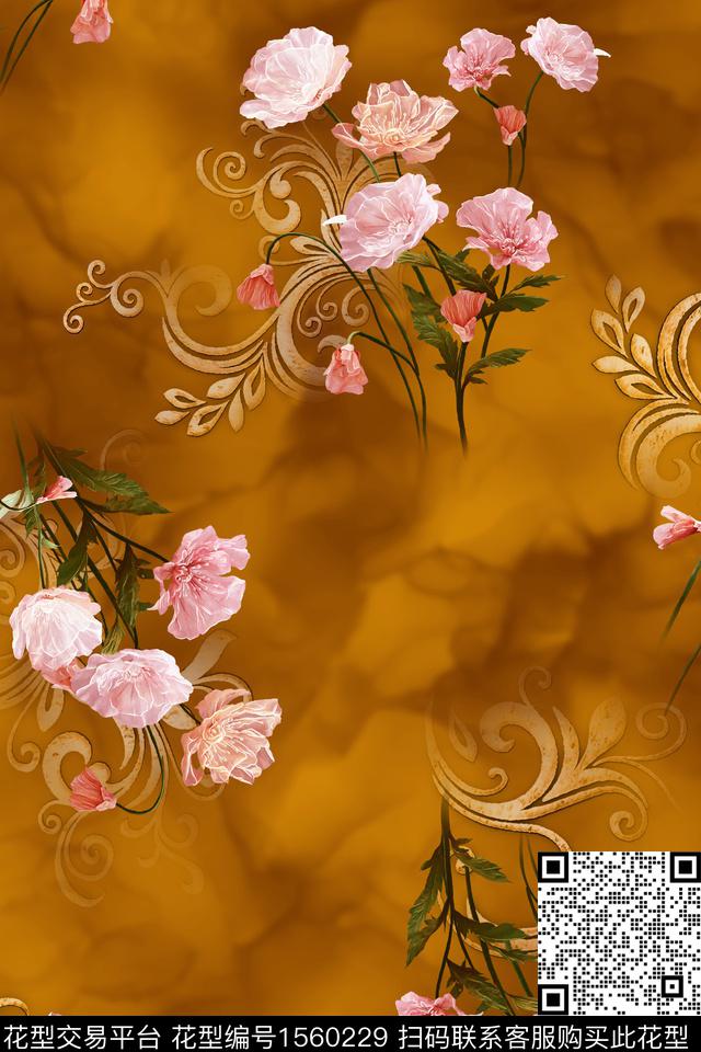 底纹花卉民族纹样数码印花华亿平台下载（图片编号: 1560229） - 瓦栏（Walan）