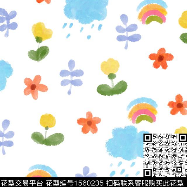 花卉水彩卡通数码印花华亿平台下载（图片编号: 1560235） - 瓦栏（Walan）