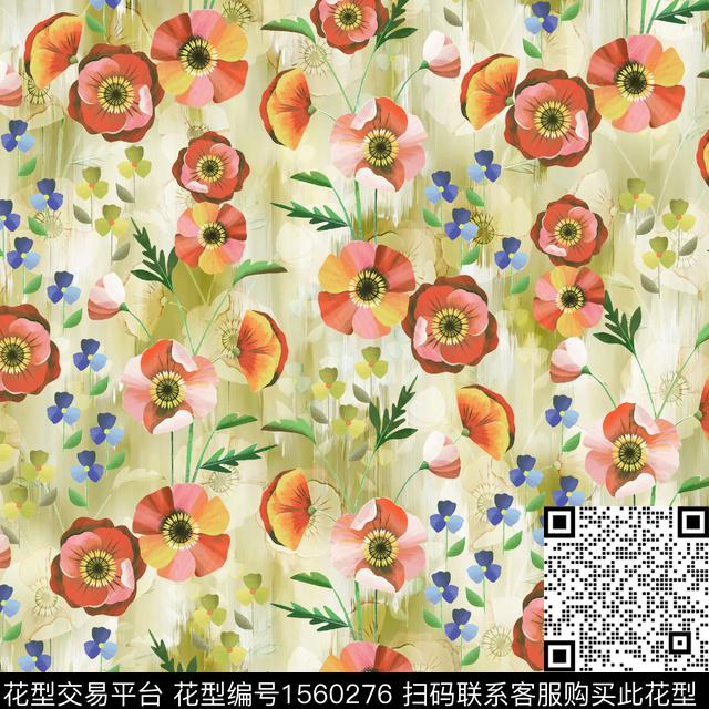 底纹花卉满版散花数码印花华亿平台下载（图片编号: 1560276） - 瓦栏（Walan）