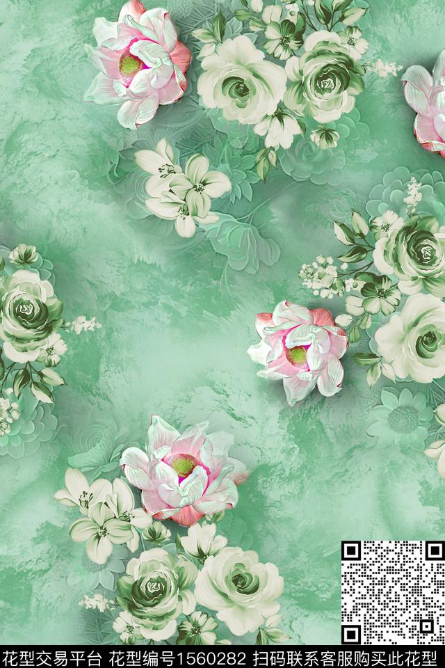 底纹花卉影花数码印花华亿平台下载（图片编号: 1560282） - 瓦栏（Walan）