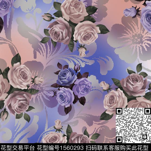 底纹绿植树叶花卉数码印花华亿平台下载（图片编号: 1560293） - 瓦栏（Walan）