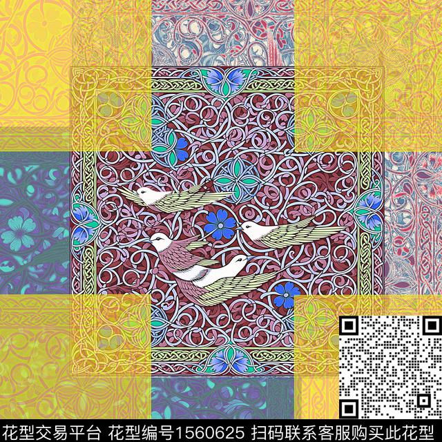 混合拼接线条条纹数码印花华亿平台下载（图片编号: 1560625） - 瓦栏（Walan）