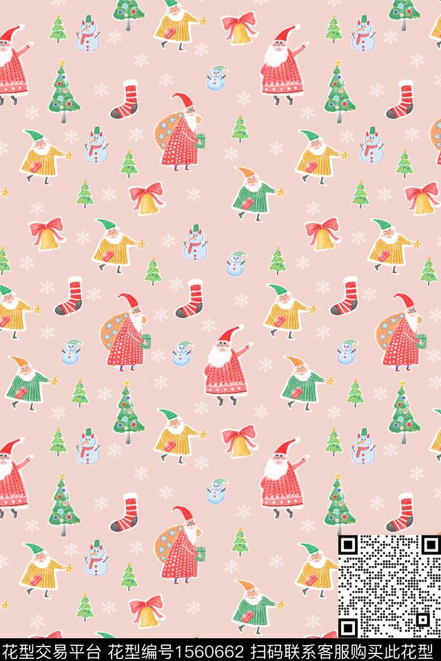 趣味圣诞圣诞树数码印花华亿平台下载（图片编号: 1560662） - 瓦栏（Walan）