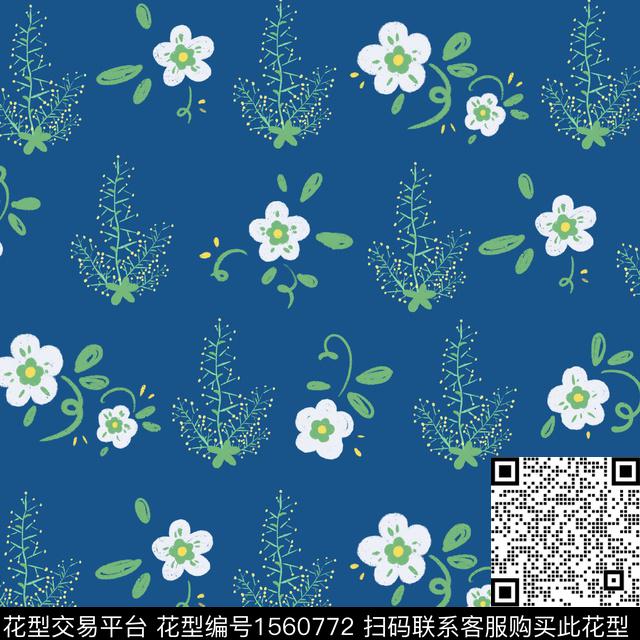 花卉满版散花数码印花华亿平台下载（图片编号: 1560772） - 瓦栏（Walan）