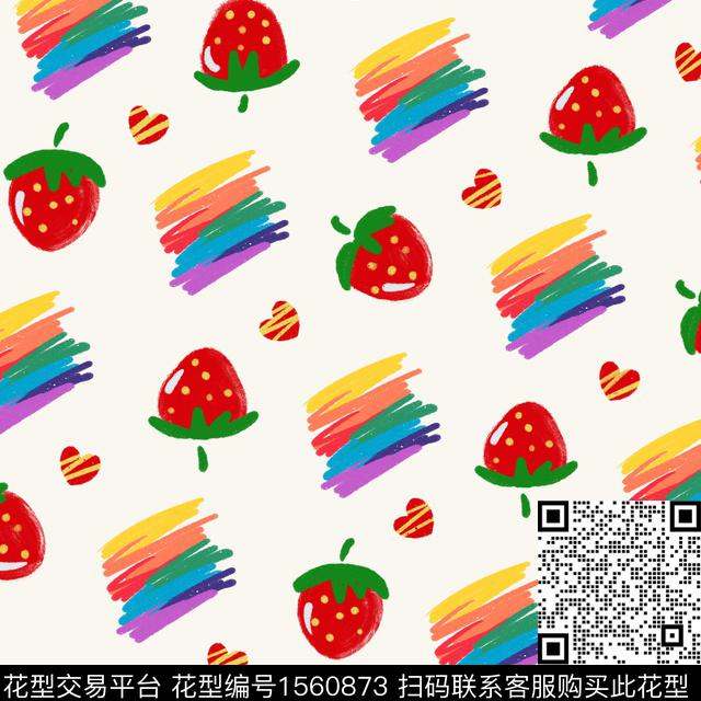 草莓彩虹卡通传统印花华亿平台下载（图片编号: 1560873） - 瓦栏（Walan）