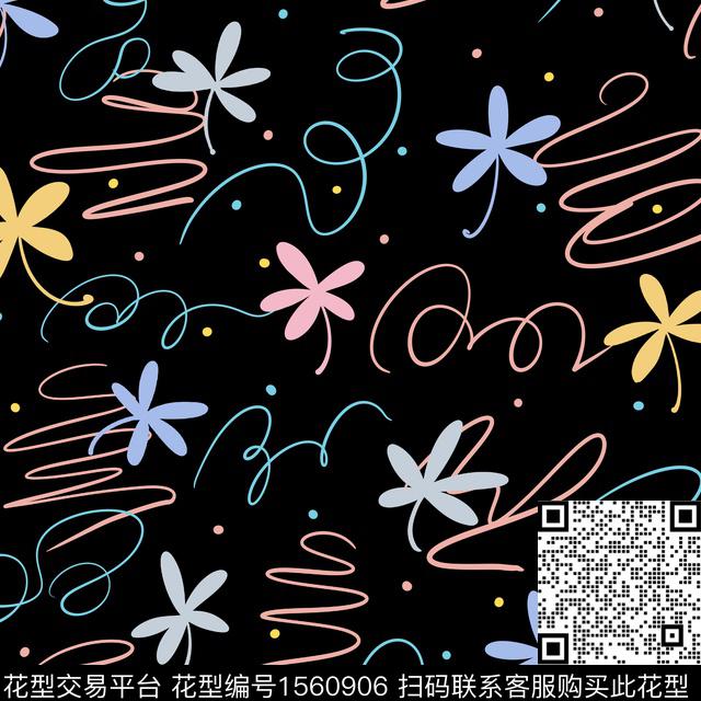 花卉线条波点传统印花华亿平台下载（图片编号: 1560906） - 瓦栏（Walan）