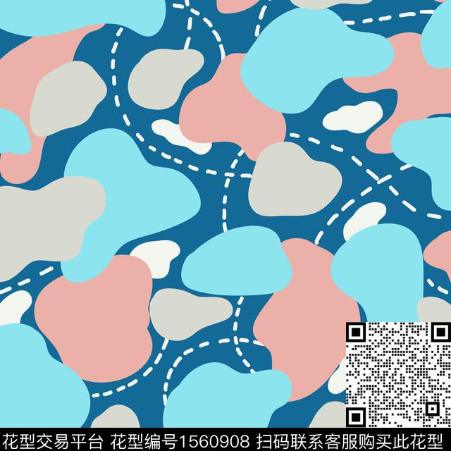 线条抽象叠加传统印花华亿平台下载（图片编号: 1560908） - 瓦栏（Walan）