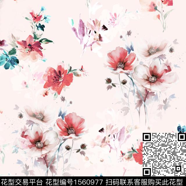 植物花卉清爽数码印花华亿平台下载（图片编号: 1560977） - 瓦栏（Walan）