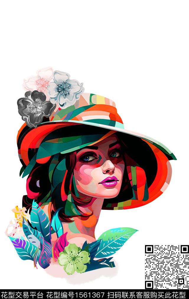 人物定位花卉数码印花华亿平台下载（图片编号: 1561367） - 瓦栏（Walan）