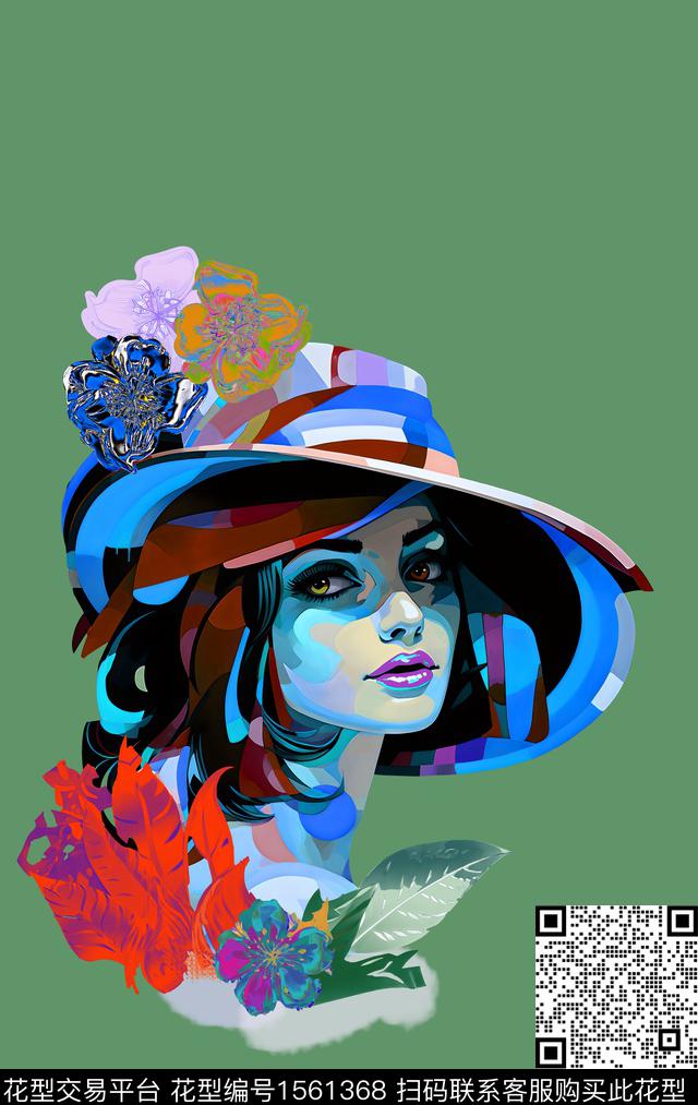 抽象花卉绘画混合拼接数码印花华亿平台下载（图片编号: 1561368） - 瓦栏（Walan）