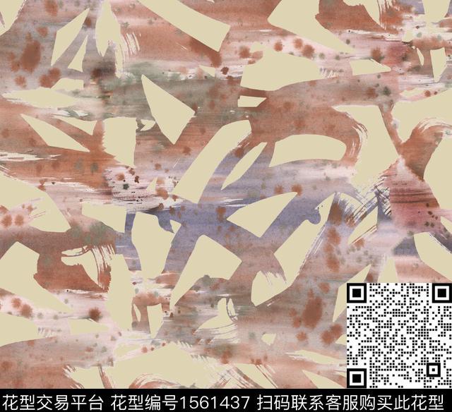 抽象笔触涂鸦数码印花华亿平台下载（图片编号: 1561437） - 瓦栏（Walan）