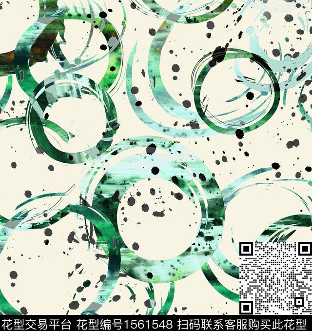 墨迹抽象圆圈数码印花华亿平台下载（图片编号: 1561548） - 瓦栏（Walan）
