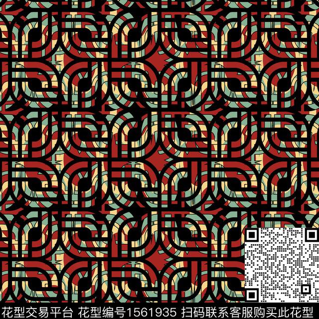 抽象几何数码印花华亿平台下载（图片编号: 1561935） - 瓦栏（Walan）