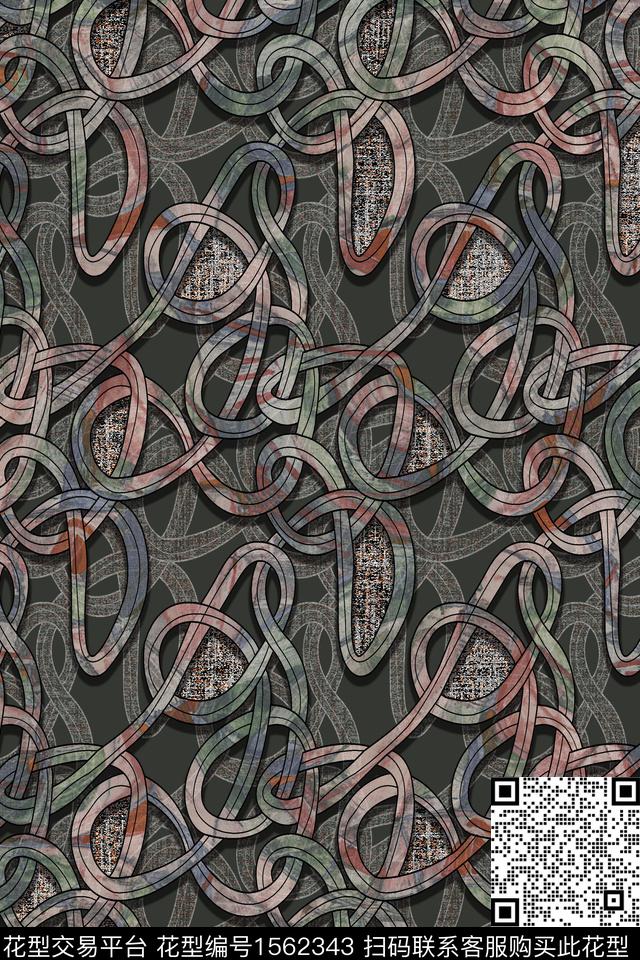 线条肌理抽象数码印花华亿平台下载（图片编号: 1562343） - 瓦栏（Walan）