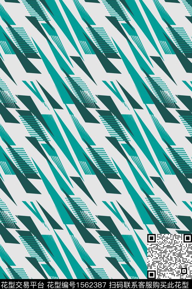 绿色几何数码印花华亿平台下载（图片编号: 1562387） - 瓦栏（Walan）