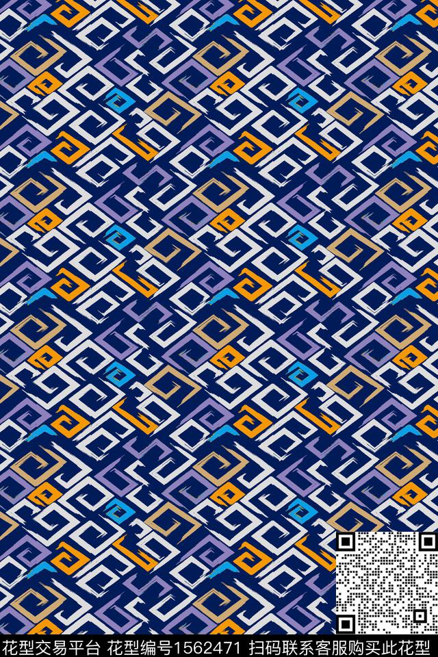 几何笔触数码印花华亿平台下载（图片编号: 1562471） - 瓦栏（Walan）