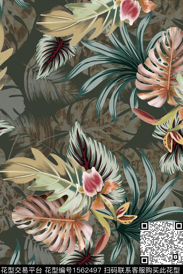 热带华亿平台花卉中老年数码印花华亿平台下载（图片编号: 1562497） - 瓦栏（Walan）