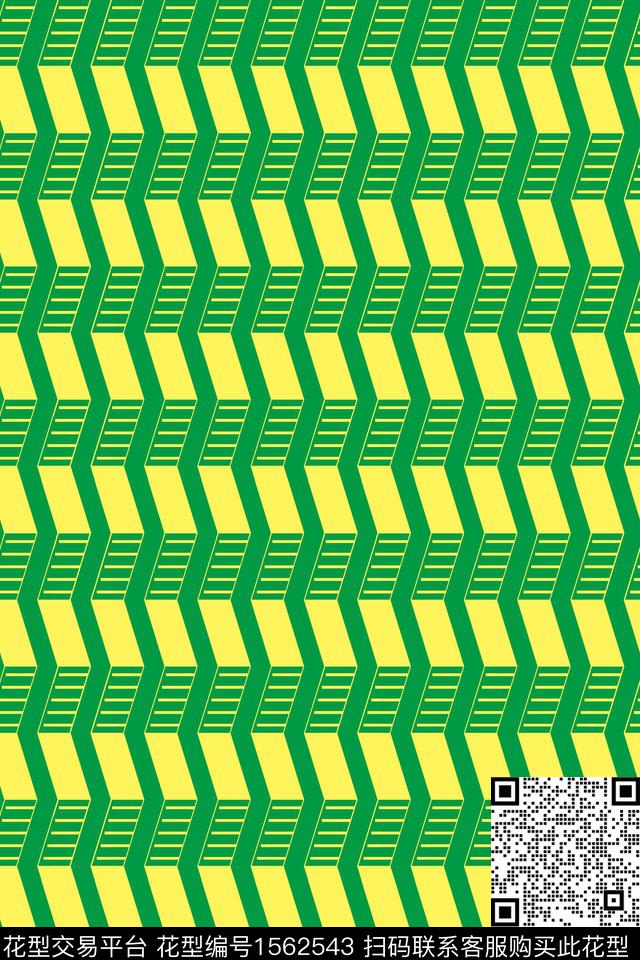 绿色几何条纹数码印花华亿平台下载（图片编号: 1562543） - 瓦栏（Walan）