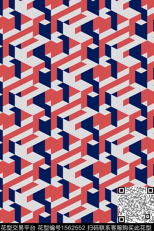几何3D立体阶梯数码印花华亿平台下载（图片编号: 1562552） - 瓦栏（Walan）