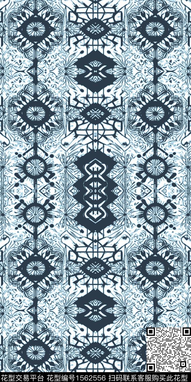 条格抽象洋阳---扎染数码印花华亿平台下载（图片编号: 1562556） - 瓦栏（Walan）