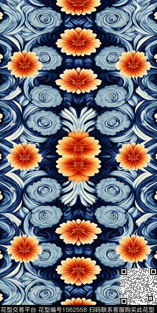 条格抽象洋阳---扎染数码印花华亿平台下载（图片编号: 1562558） - 瓦栏（Walan）