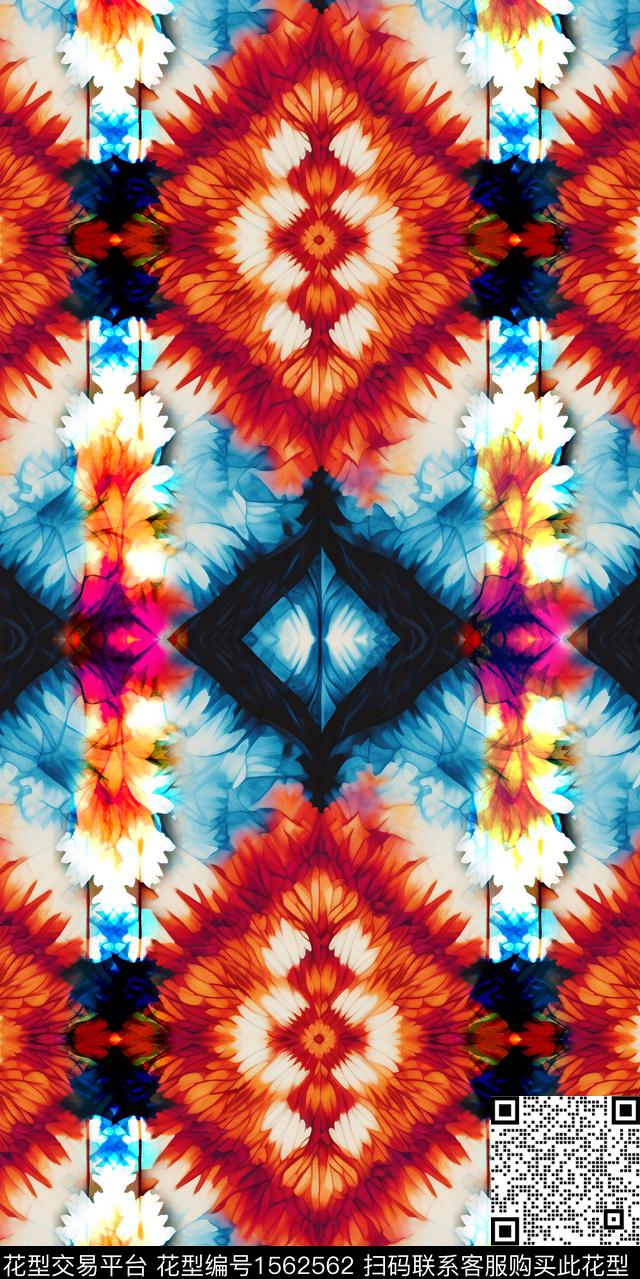 条格抽象洋阳---扎染数码印花华亿平台下载（图片编号: 1562562） - 瓦栏（Walan）