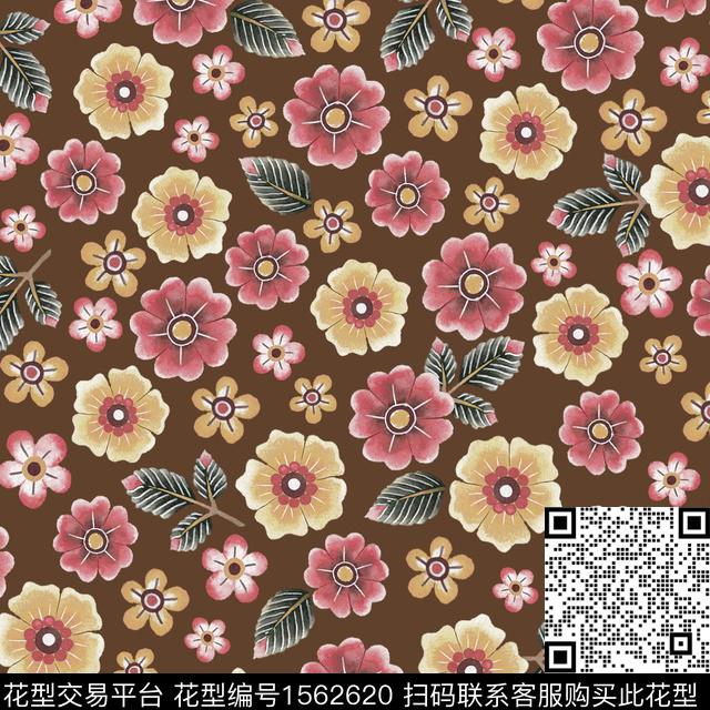 满版散花花卉数码印花华亿平台下载（图片编号: 1562620） - 瓦栏（Walan）