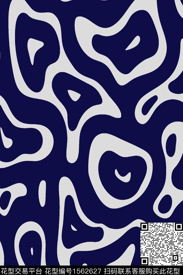 线条蓝色抽象数码印花华亿平台下载（图片编号: 1562627） - 瓦栏（Walan）