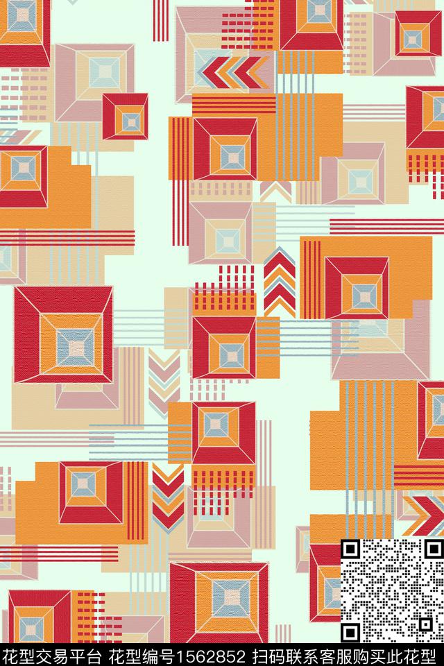 几何格子线条数码印花华亿平台下载（图片编号: 1562852） - 瓦栏（Walan）
