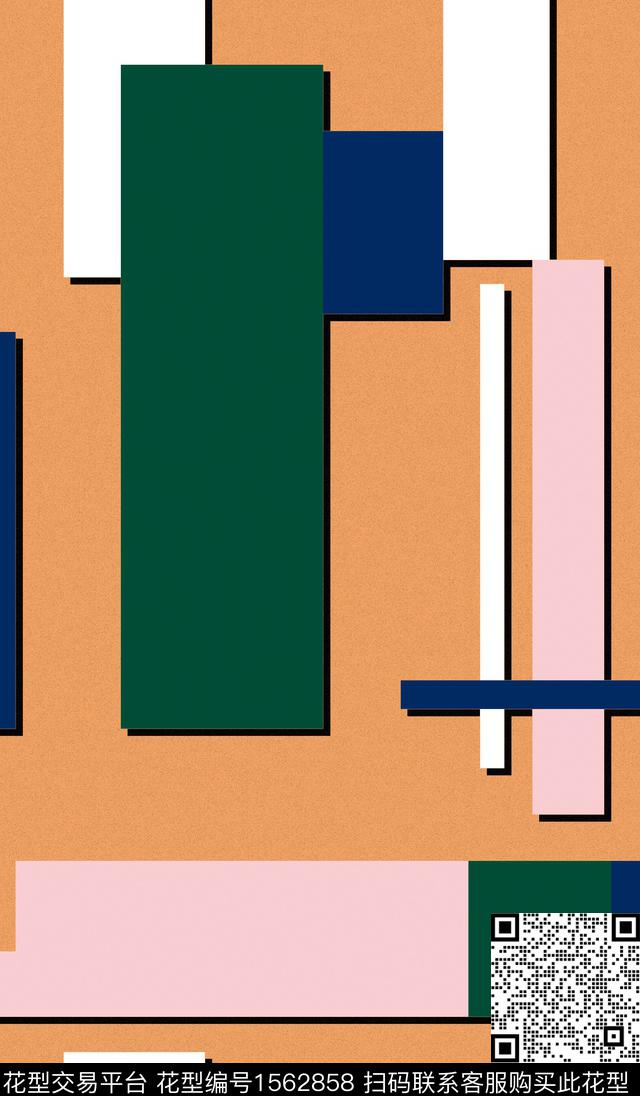几何色块拼接数码印花华亿平台下载（图片编号: 1562858） - 瓦栏（Walan）