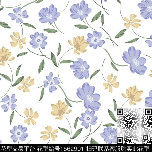 花卉清爽数码印花华亿平台下载（图片编号: 1562901） - 瓦栏（Walan）