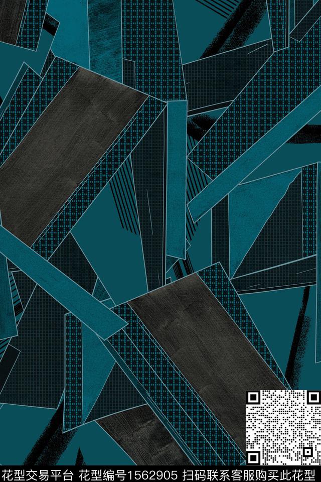 肌理几何条纹数码印花华亿平台下载（图片编号: 1562905） - 瓦栏（Walan）