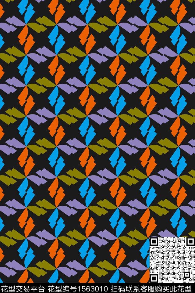 撞色几何风车数码印花华亿平台下载（图片编号: 1563010） - 瓦栏（Walan）