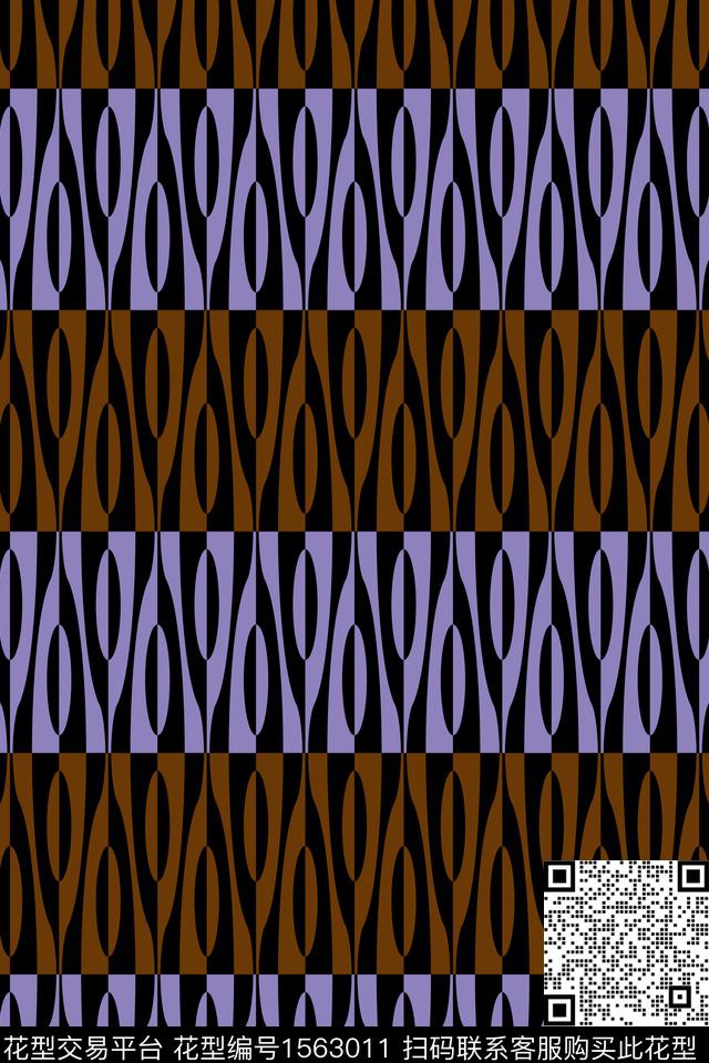 线条几何抽象数码印花华亿平台下载（图片编号: 1563011） - 瓦栏（Walan）