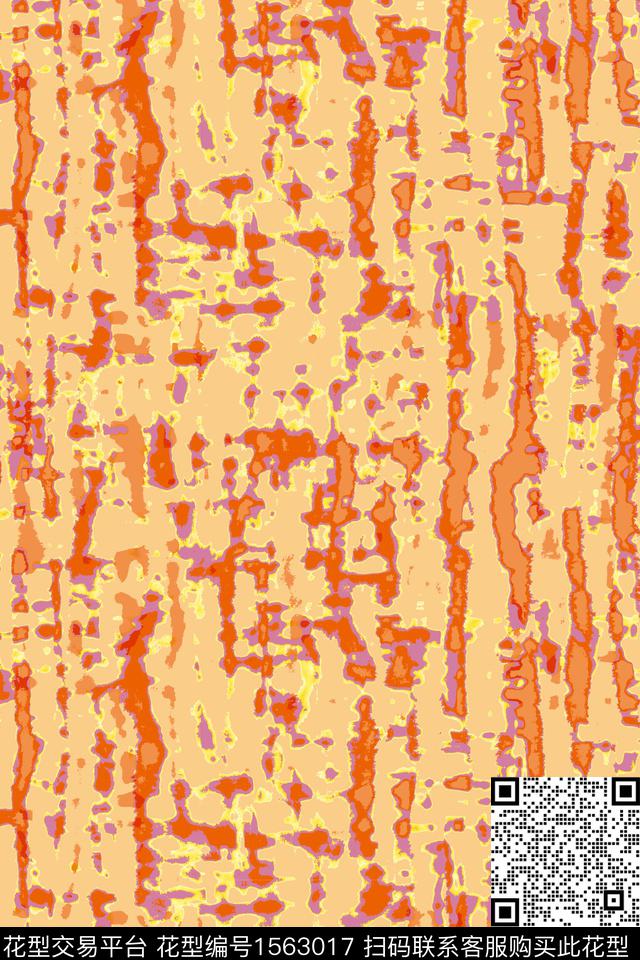 橙色抽象女装数码印花华亿平台下载（图片编号: 1563017） - 瓦栏（Walan）