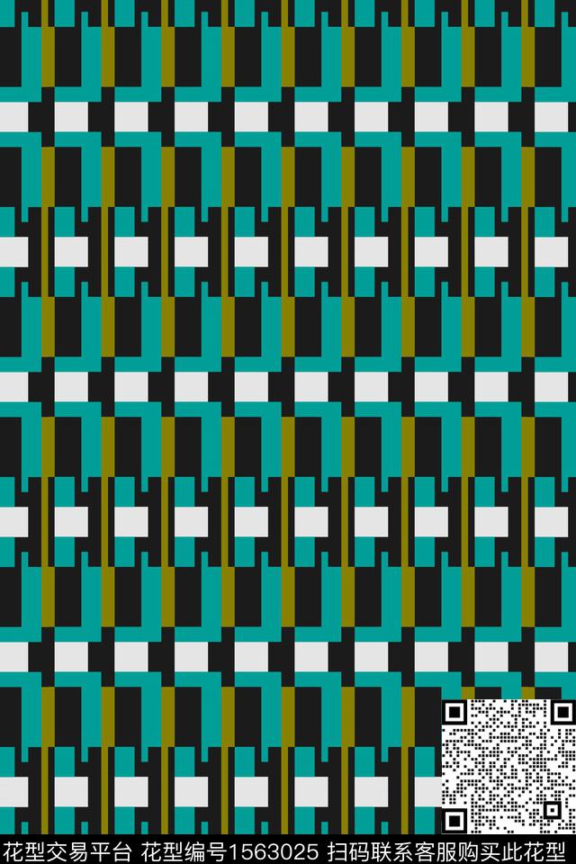 绿色几何条纹数码印花华亿平台下载（图片编号: 1563025） - 瓦栏（Walan）