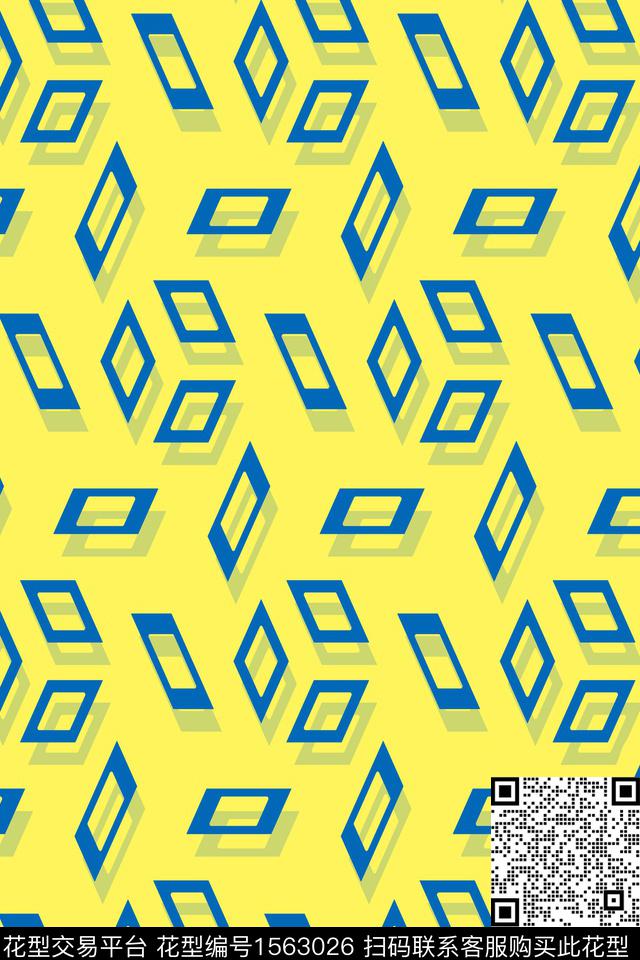 男装几何数码印花华亿平台下载（图片编号: 1563026） - 瓦栏（Walan）