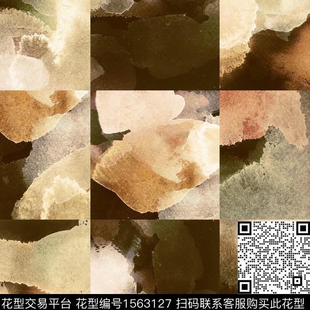 抽象拼接水彩数码印花华亿平台下载（图片编号: 1563127） - 瓦栏（Walan）