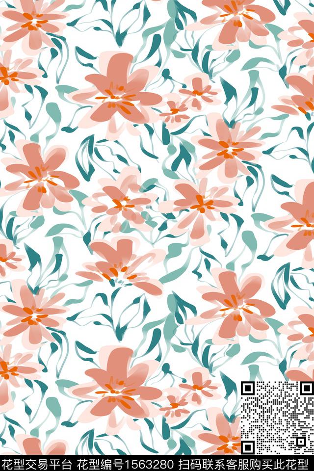 淑女年轻女性花卉数码印花华亿平台下载（图片编号: 1563280） - 瓦栏（Walan）