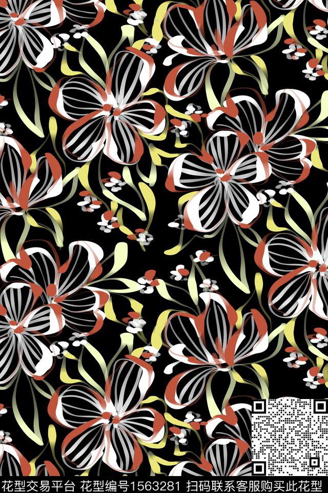 淑女年轻女性花卉数码印花华亿平台下载（图片编号: 1563281） - 瓦栏（Walan）