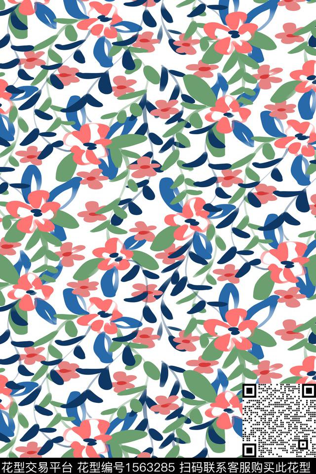 清爽底花卉小碎花年轻女性数码印花华亿平台下载（图片编号: 1563285） - 瓦栏（Walan）