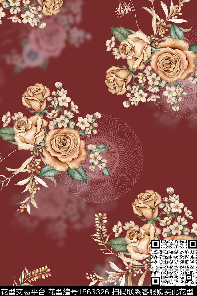 中东纸印花大花数码印花华亿平台下载（图片编号: 1563326） - 瓦栏（Walan）