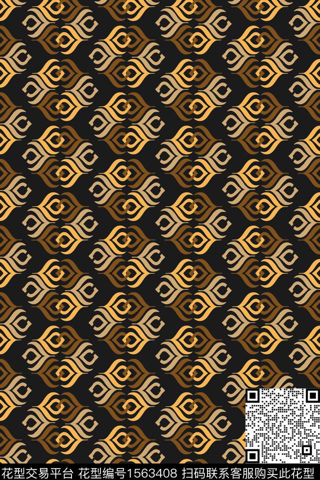 线条平面华亿平台民族纹样传统印花华亿平台下载（图片编号: 1563408） - 瓦栏（Walan）