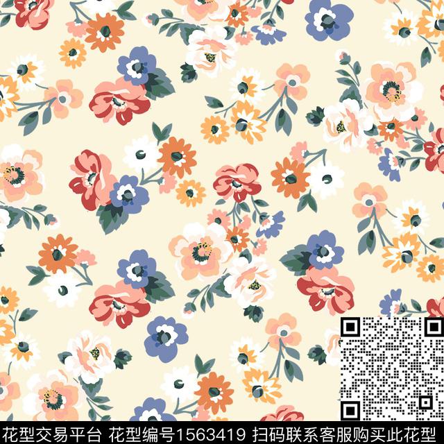 满版散花小碎花花卉数码印花华亿平台下载（图片编号: 1563419） - 瓦栏（Walan）