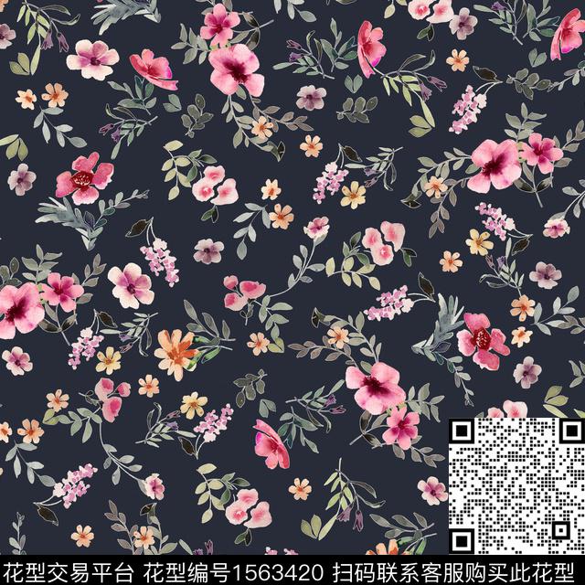 满版散花小碎花花卉数码印花华亿平台下载（图片编号: 1563420） - 瓦栏（Walan）