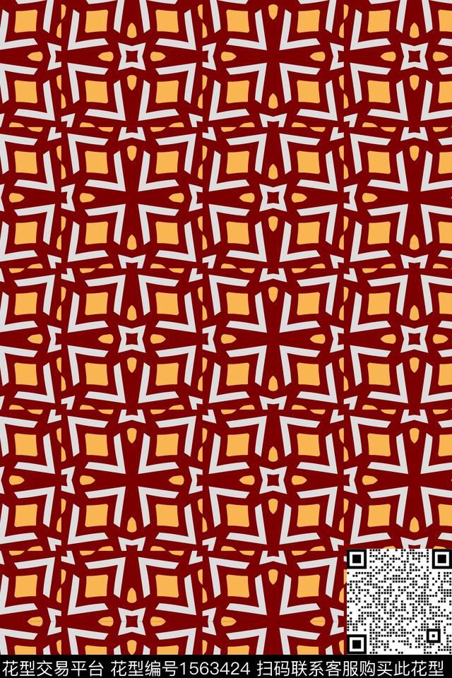 线条几何美拉德传统印花华亿平台下载（图片编号: 1563424） - 瓦栏（Walan）