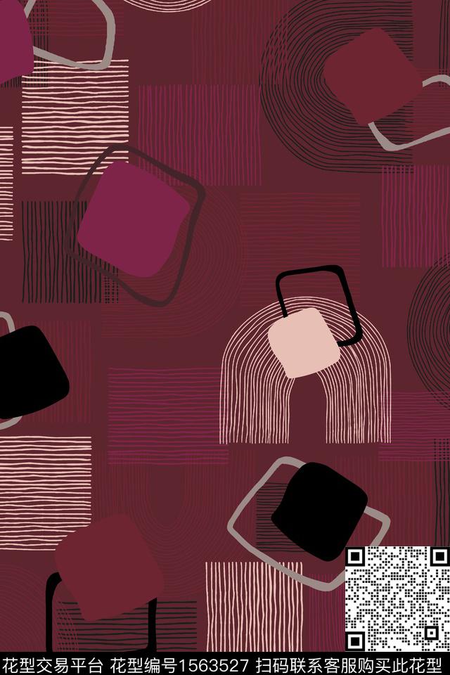 线条几何中老年数码印花华亿平台下载（图片编号: 1563527） - 瓦栏（Walan）